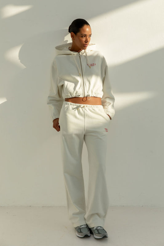 Ruby Zip Through Hoodie | Crispy White