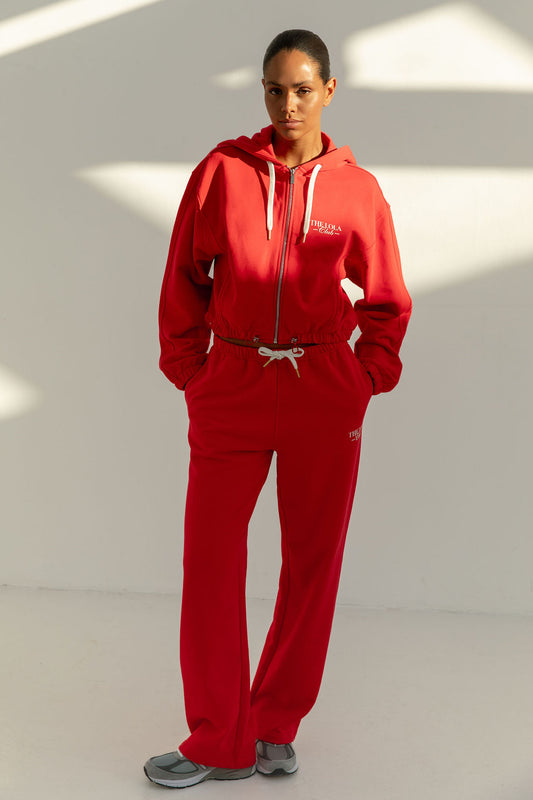 Ruby Zip Through Hoodie | Red