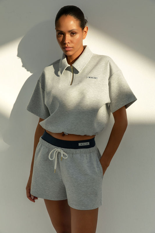 Millie Polo Tee | Grey Melange