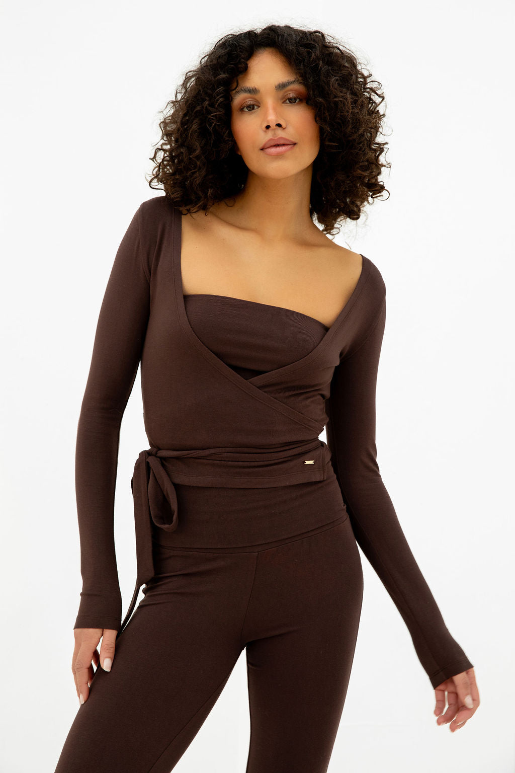 Madeleine Brown Wrap Top + Bandeau