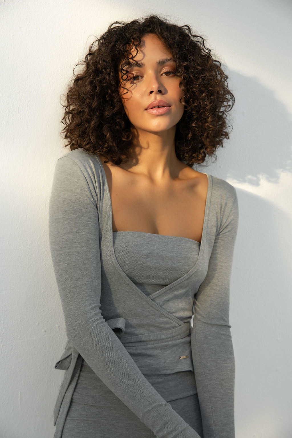 Madeleine Grey Melange Wrap Top + Bandeau