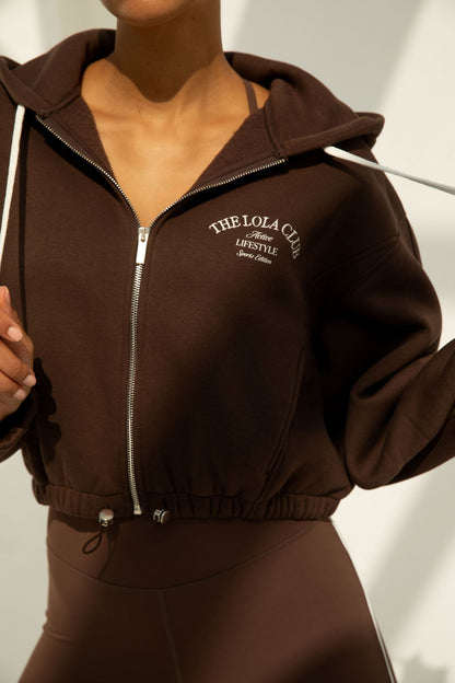 Maya Zip Through Hoodie | Chocolate