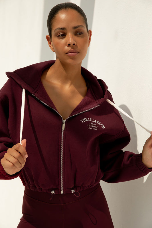 Maya Zip Through Hoodie | Cherry Red
