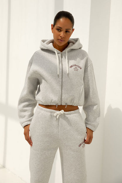 Maya Zip Through Hoodie | Grey Melange