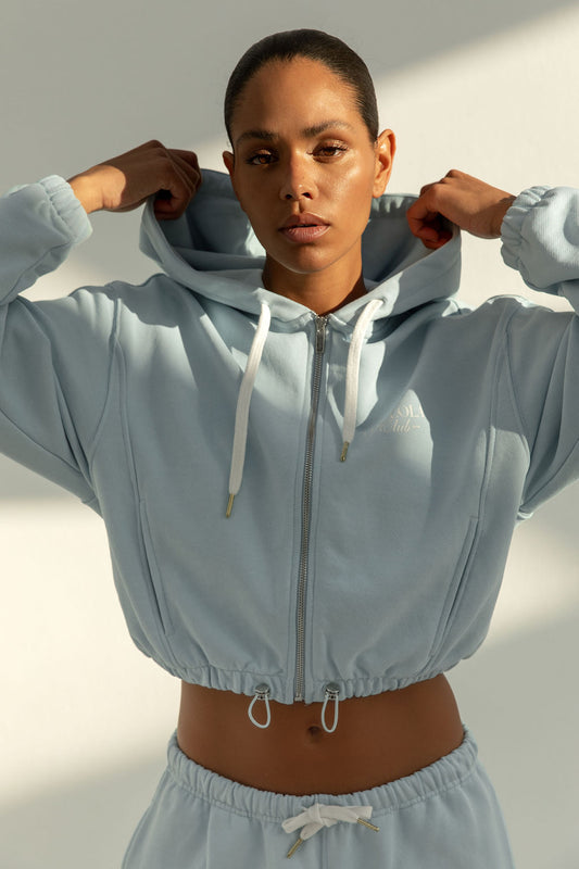 Ruby Zip Through Hoodie | Light Blue