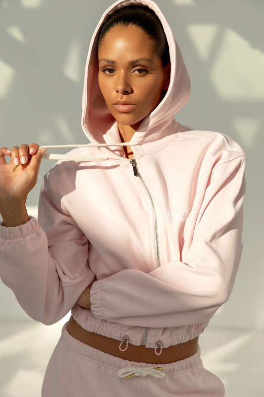 Ruby Zip Through Hoodie | Soft Pink