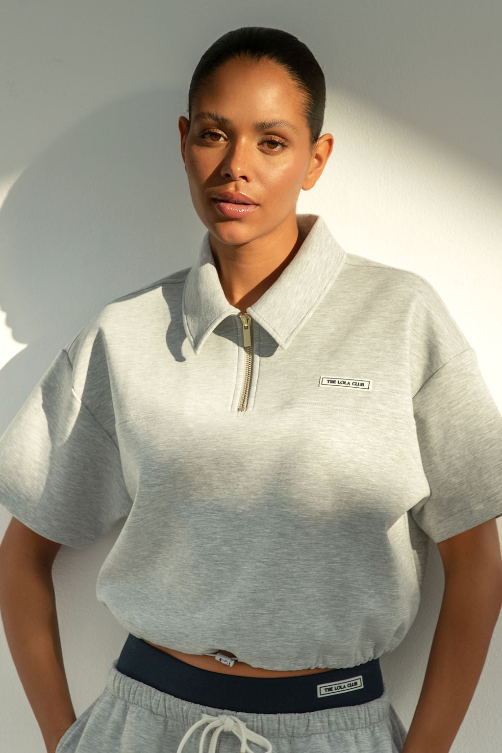 Millie Polo Tee | Grey Melange