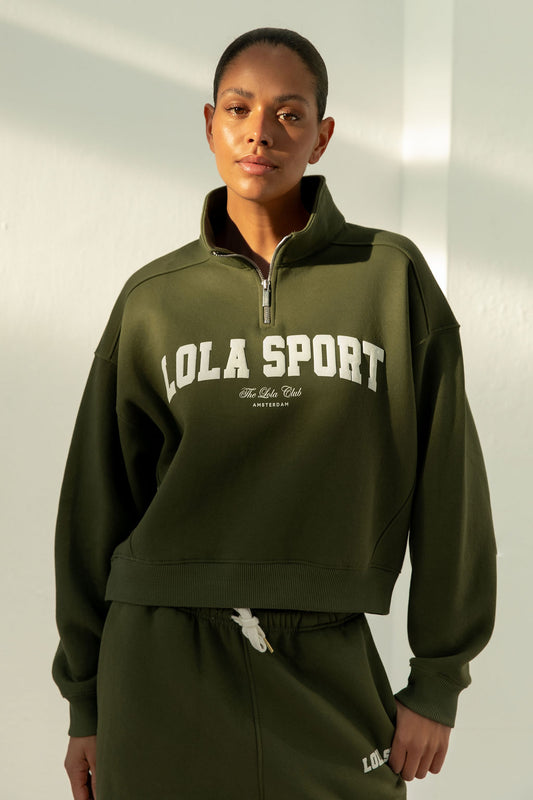 Jayla Half Zip Sweater | Army Green