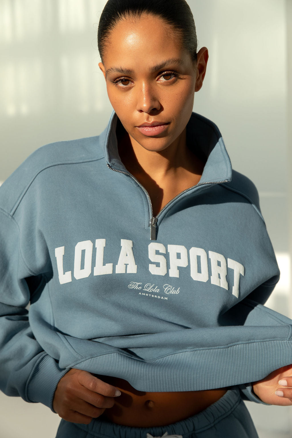 Jayla Half Zip Sweater | Denim Blue