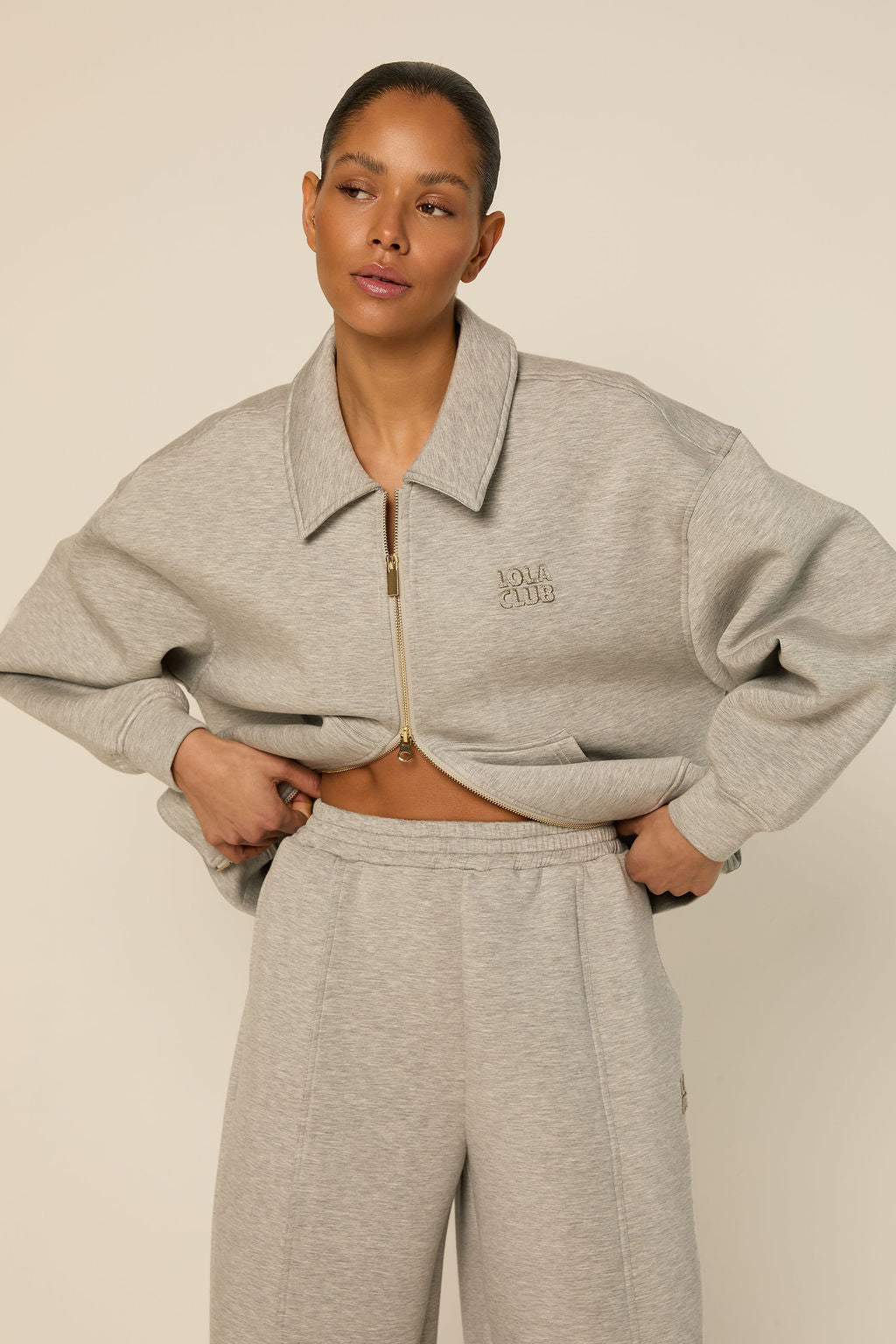 Lois Zip Through | Grey Melange