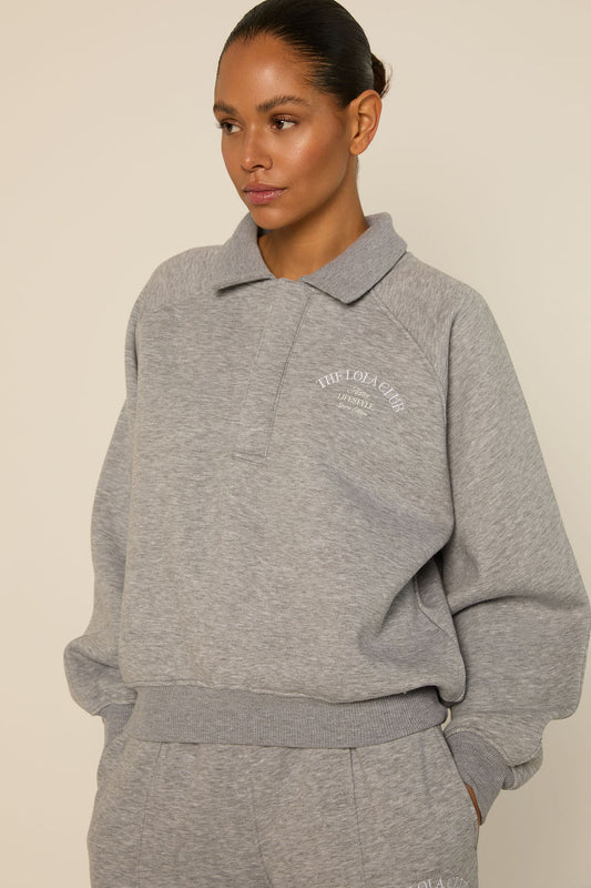 Ebony Polo Sweater | Grey Melange