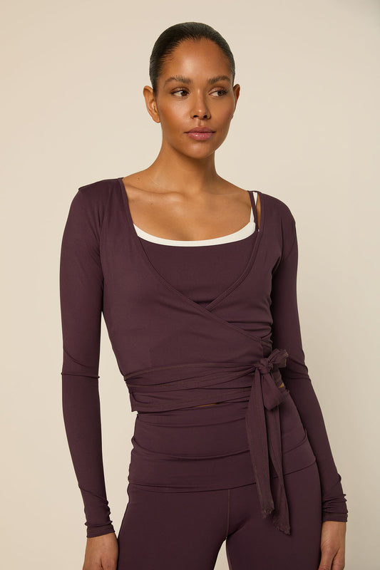 Bruna Wrap Top | Mulberry Wine