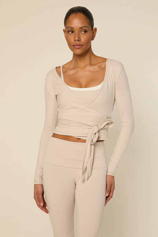 Bruna Wrap Top | Oatmilk