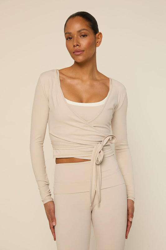 Bruna Wrap Top | Oatmilk