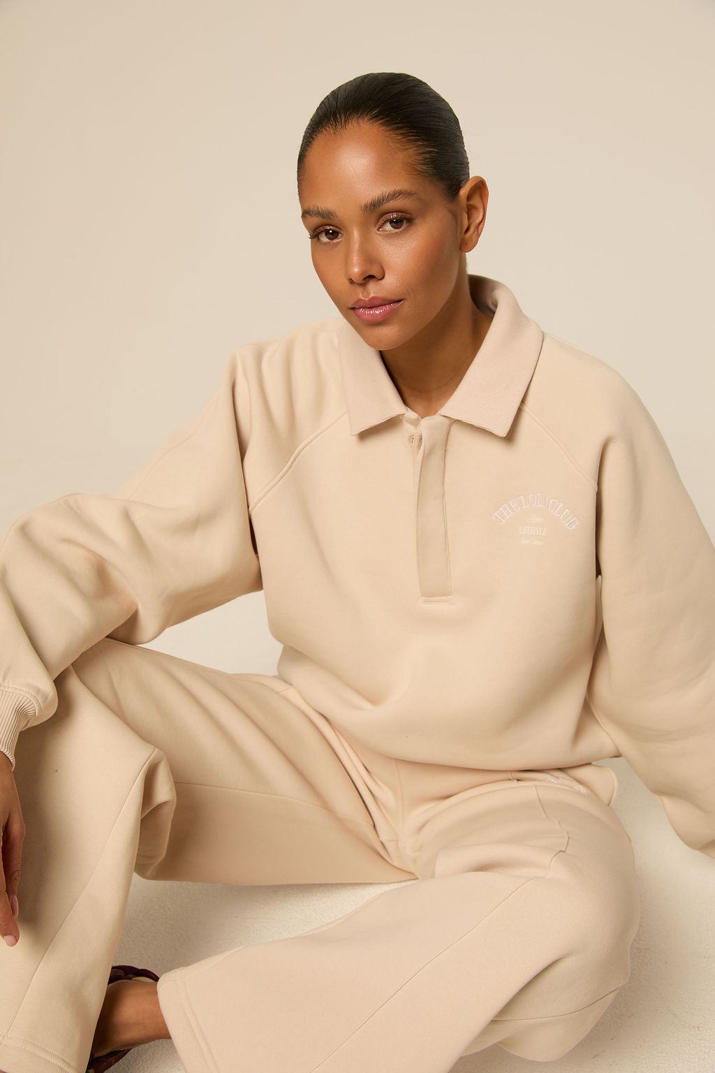 Ebony Polo Sweater | Oatmilk