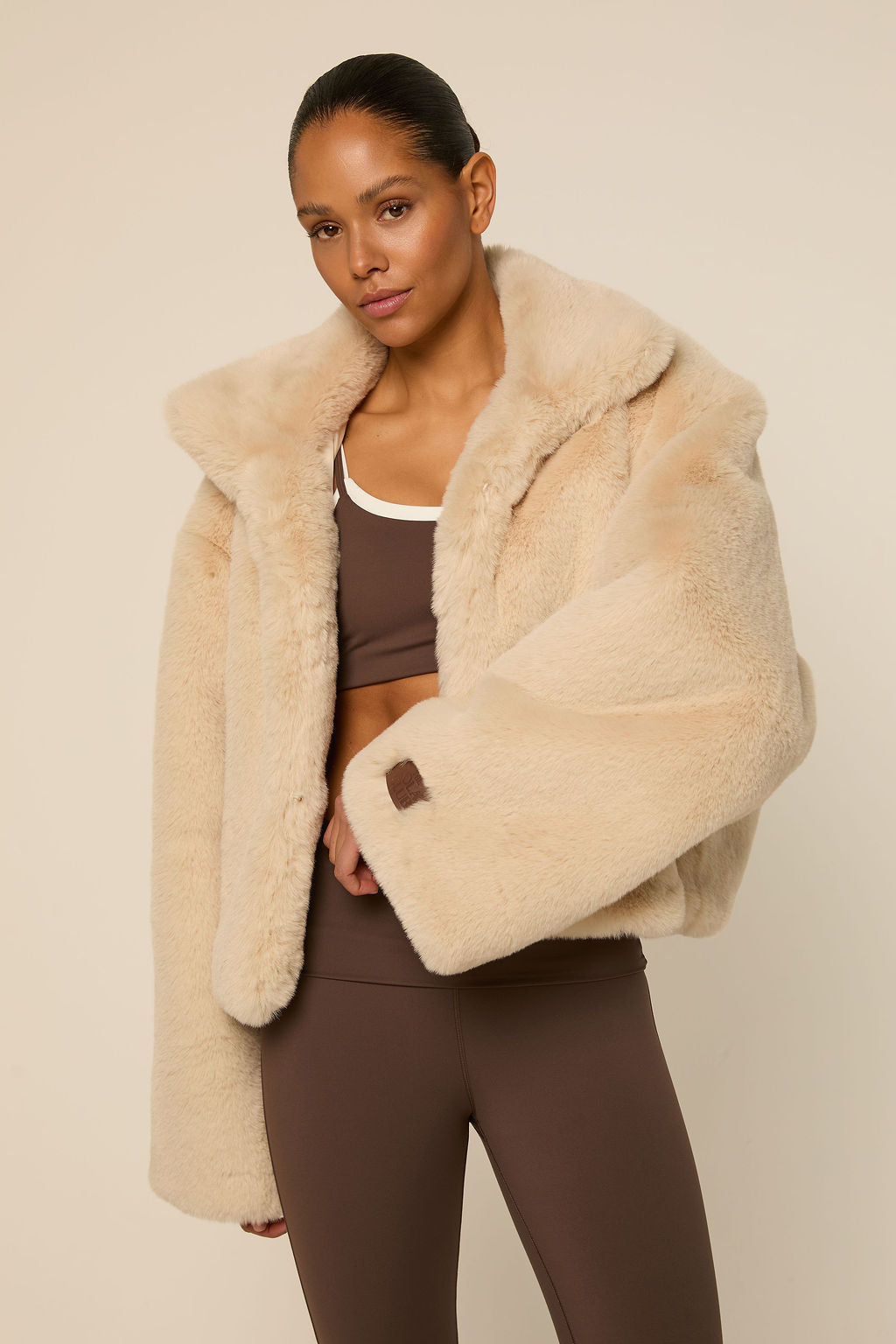 Bobbie Faux Fur Jacket | Oatmilk