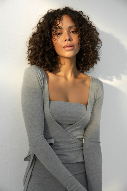 Madeleine Wrap Top + Bandeau | Grey Melange