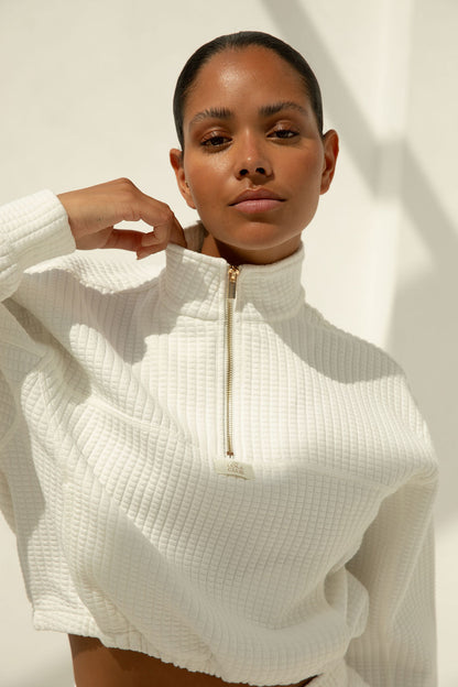 Lena White Halfzip
